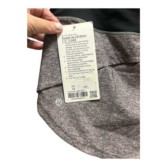 NWT Lululemon Speed Up LR Shorts 2.5” Lined, Heathered Luxe Multi Black - 12 - Picture 5 of 5